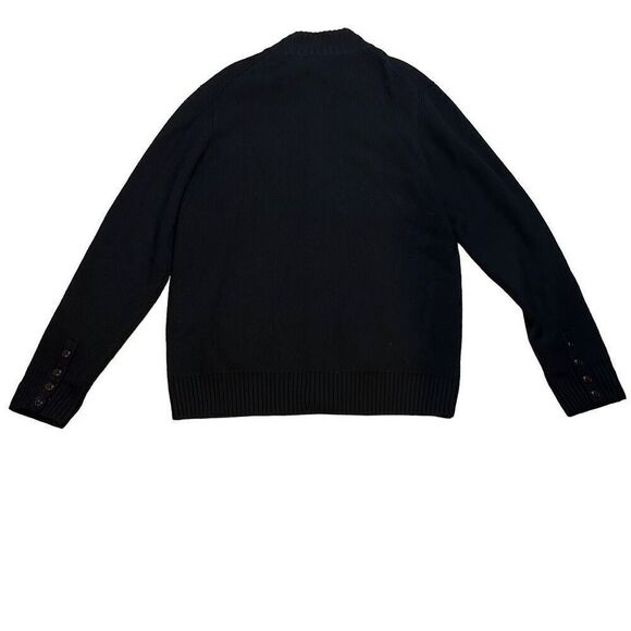 Tulliano Men's Black Ribbed Knitted Buttoned Long Sleeve Wool Cardigan Size XL - Picture 4 of 5